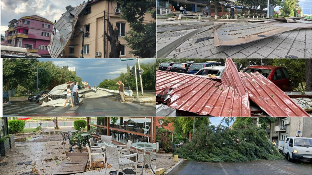 (ФОТОГАЛЕРИЈА) Скопје по невремето: Блокирани улици, паднати дрвја, оштетени возила и кровови…